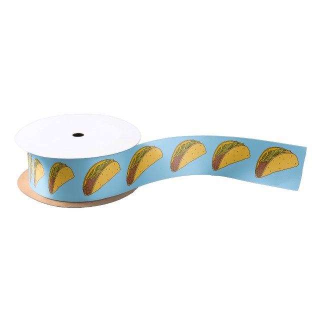 Mexican Tacos Food Patterned Satin Ribbon (Spool)