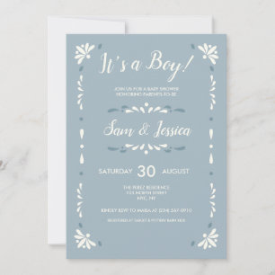Mexican Talavera Baby Boy Invitation