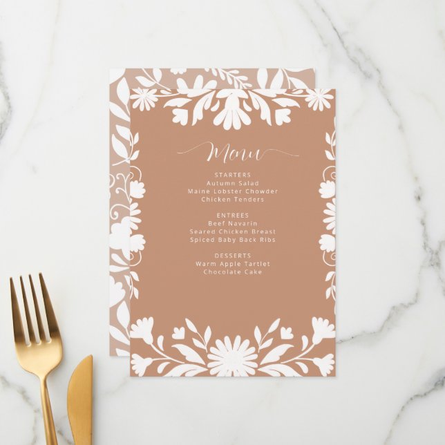 Mexican Talavera Boho Barro Bridal Shower Menu (Front/Back In Situ)