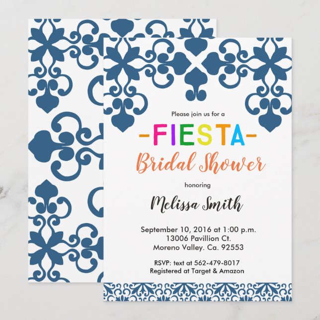 Mexican Talavera Bridal Shower Invitation (Front/Back)