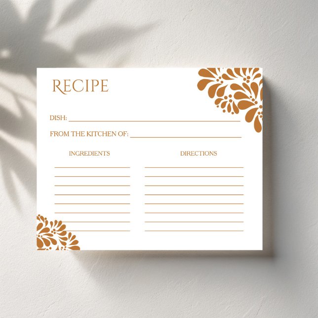 Mexican talavera bridal shower recipe card (Mexican talavera bridal shower recipe card terracotta talavera bridal shower recipe cards)