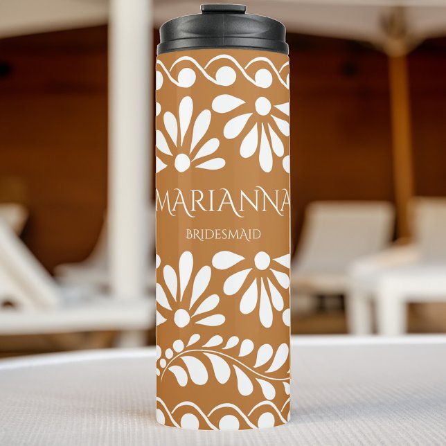 Mexican Talavera Bridesmaids Gifts personalised Thermal Tumbler (Mexican Talavera Bridesmaids Gifts personalized Thermal Tumbler bridal party practical favors)