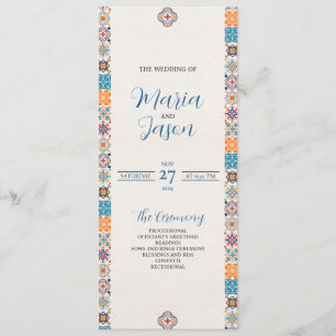 Mexican Talavera Colourful Floral Fiesta Wedding Programme