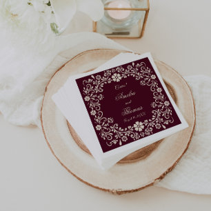 Mexican Talavera Deep Red Wedding Napkin