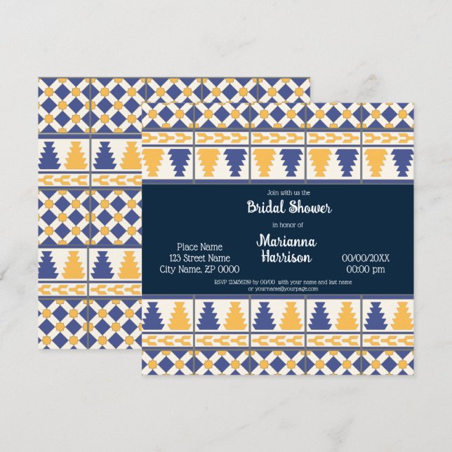 Mexican Talavera Design Bridal Shower Invitation (Front/Back)