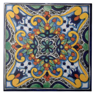 Mexican Talavera Design Ceramic Photo Tile