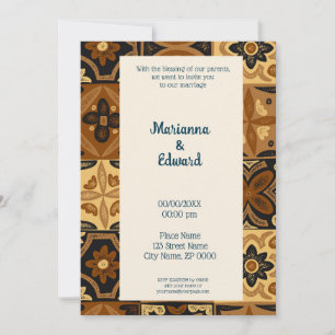 Mexican Talavera Design Wedding Invitation