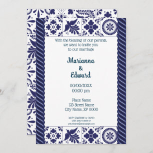 Mexican Talavera Design Wedding Invitation