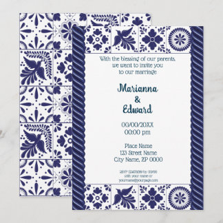 Mexican Talavera Design Wedding Invitation