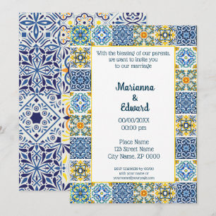 Mexican Talavera Design Wedding Invitation