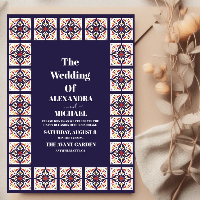 Mexican Talavera Design Wedding Invitation (Creator Uploaded)