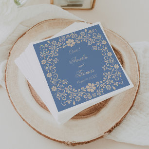 Mexican Talavera Dusty Blue Wedding  Napkin