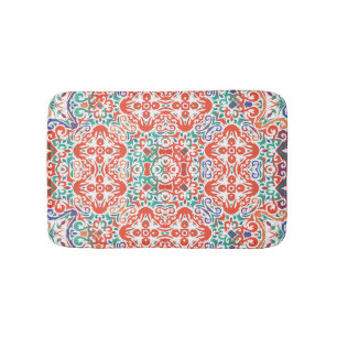 Mexican Talavera: Ethnic Tile Collage. Bath Mat