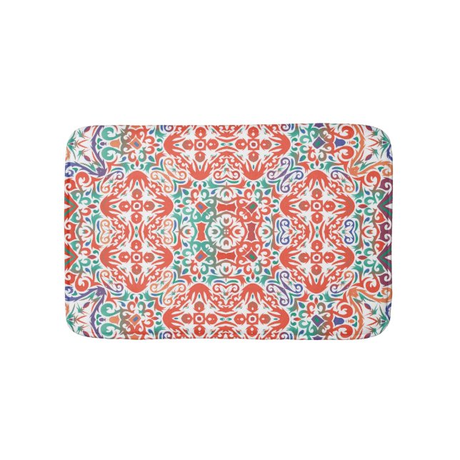Mexican Talavera: Ethnic Tile Collage. Bath Mat (Front)
