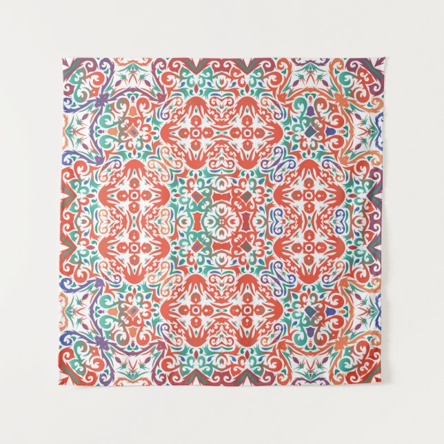 Mexican Talavera: Ethnic Tile Collage. Tapestry (Front)