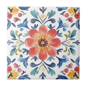 Mexican Talavera Hacienda Style Floral Tile