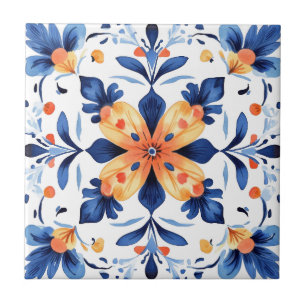 Mexican Talavera Hacienda Style Flower Tile