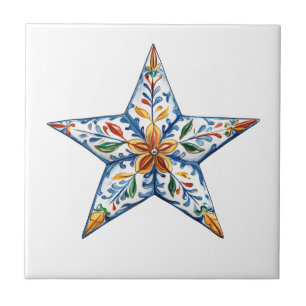 Mexican Talavera Hacienda Style Star Tile