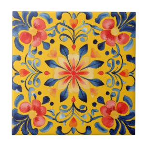 Mexican Talavera Hacienda Style Tile Yellow