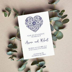 Mexican Talavera heart wedding invitation