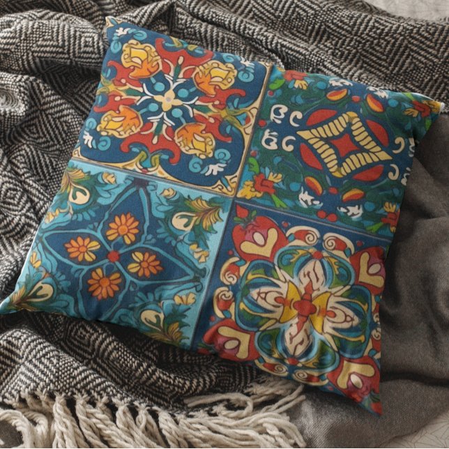 Mexican Talavera Pottery Tile Fiesta Cushion (Creator Uploaded)