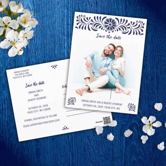 MEXICAN TALAVERA SAVE THE DATE POSTCARD (Creator Uploaded)