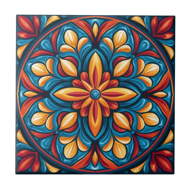 Mexican Talavera Style Ceramic Tile (Front)