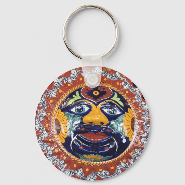 Mexican Talavera style sun Key Ring (Front)