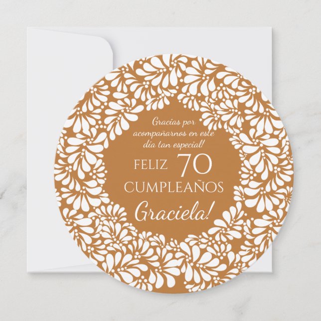 Mexican talavera terracotta birthday party thank invitation (Front)