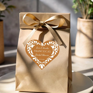 Mexican talavera terracotta bridal shower favour heart sticker