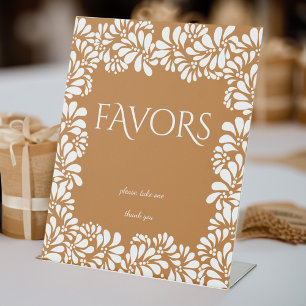 Mexican talavera terracotta bridal shower favours pedestal sign