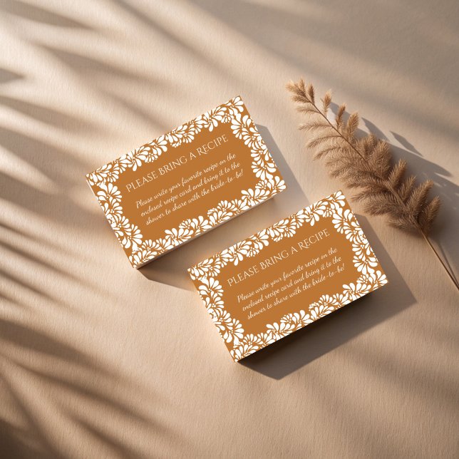 Mexican talavera terracotta bridal shower recipe enclosure card (Mexican fiesta talavera terracotta bridal shower recipe enclosure card)