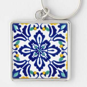 Mexican Talavera Terracotta Tile Design No. 10 Key Ring