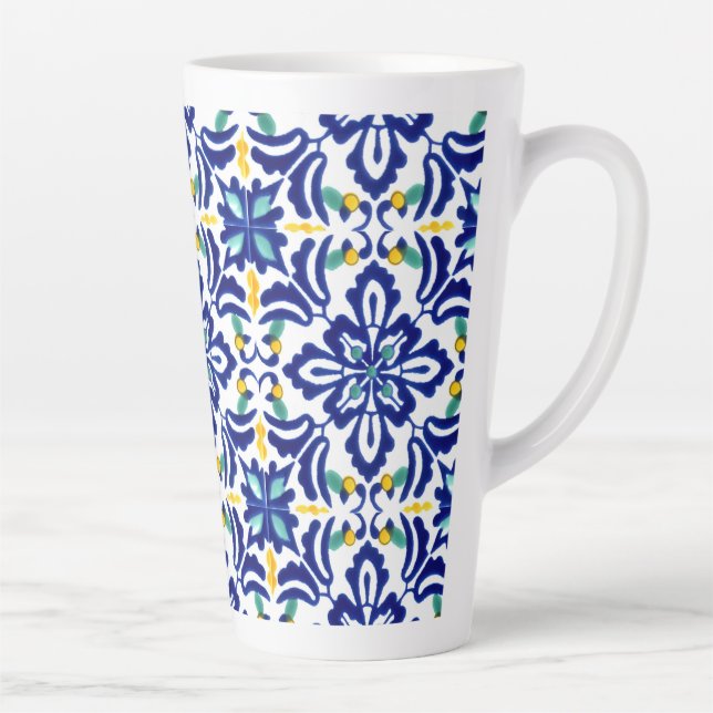 Mexican Talavera Terracotta Tile Design No. 10 Latte Mug (Right)