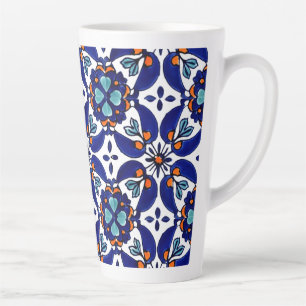 Mexican Talavera Terracotta Tile Design No. 1 Latte Mug
