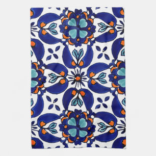 Mexican Talavera Terracotta Tile Design No. 1 Tea Towel