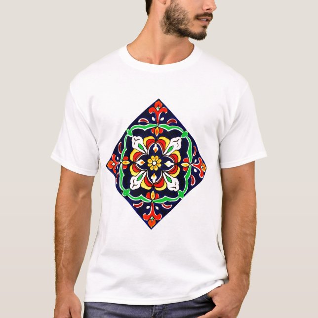 Mexican Talavera Terracotta Tile Design No. 2 T-Shirt (Front)
