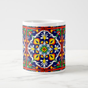 Mexican Talavera Terracotta Tile Design No. 3 Large Coffee Mug