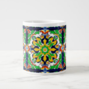 Mexican Talavera Terracotta Tile Design No. 4 Large Coffee Mug