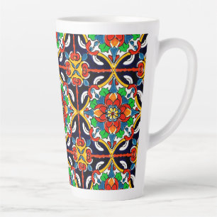 Mexican Talavera Terracotta Tile Design No. 5 Latte Mug
