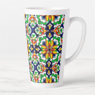Mexican Talavera Terracotta Tile Design No. 6 Latte Mug