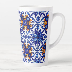 Mexican Talavera Terracotta Tile Design No. 8 Latte Mug