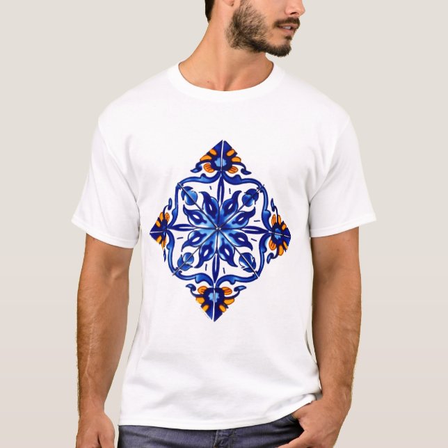 Mexican Talavera Terracotta Tile Design No. 8 T-Shirt (Front)