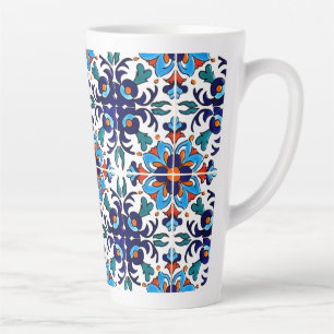 Mexican Talavera Terracotta Tile Design No. 9 Latte Mug