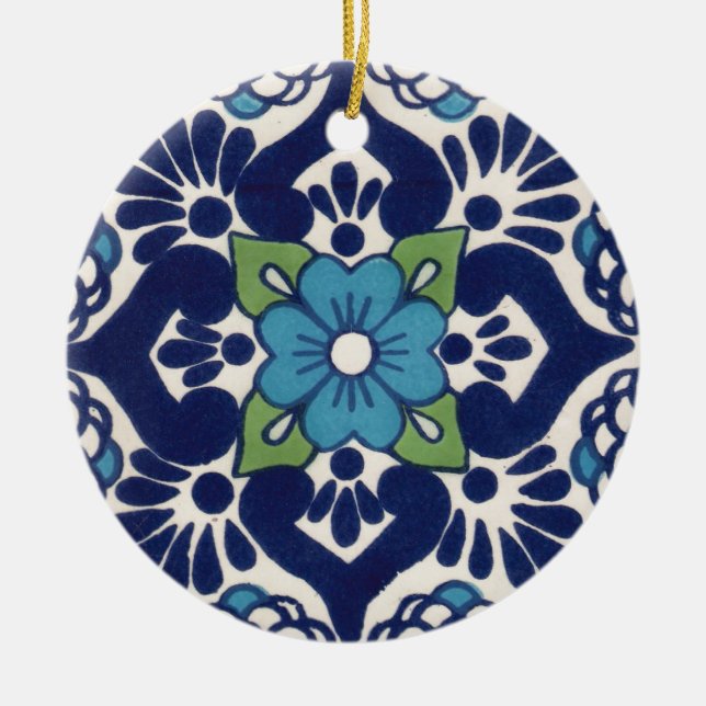 Mexican Talavera Tile Ceramic Tree Decoration (Front)