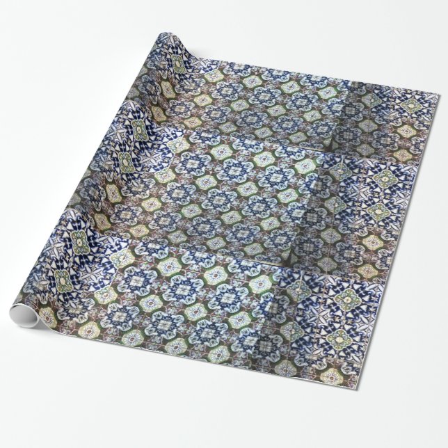 Mexican Talavera tile design wrapping paper (Unrolled)