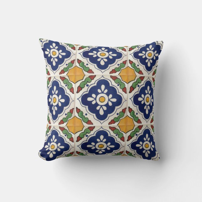 Mexican Talavera Tile double-sided throw pillows (Front)