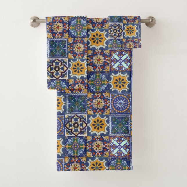 Mexican Talavera Tiles Bath Towel Set (Insitu)