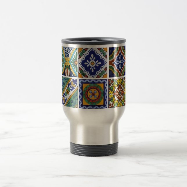 Mexican Talavera Tiles Travel Mug (Center)