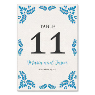 Mexican Talavera Turquoise Minimalist Wedding Table Number